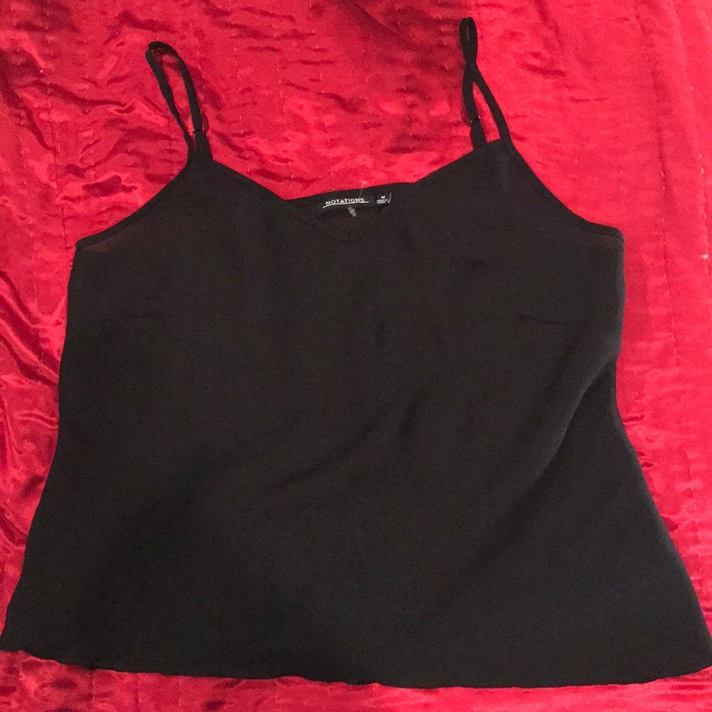 Black V-neck translucent blouse (see through)